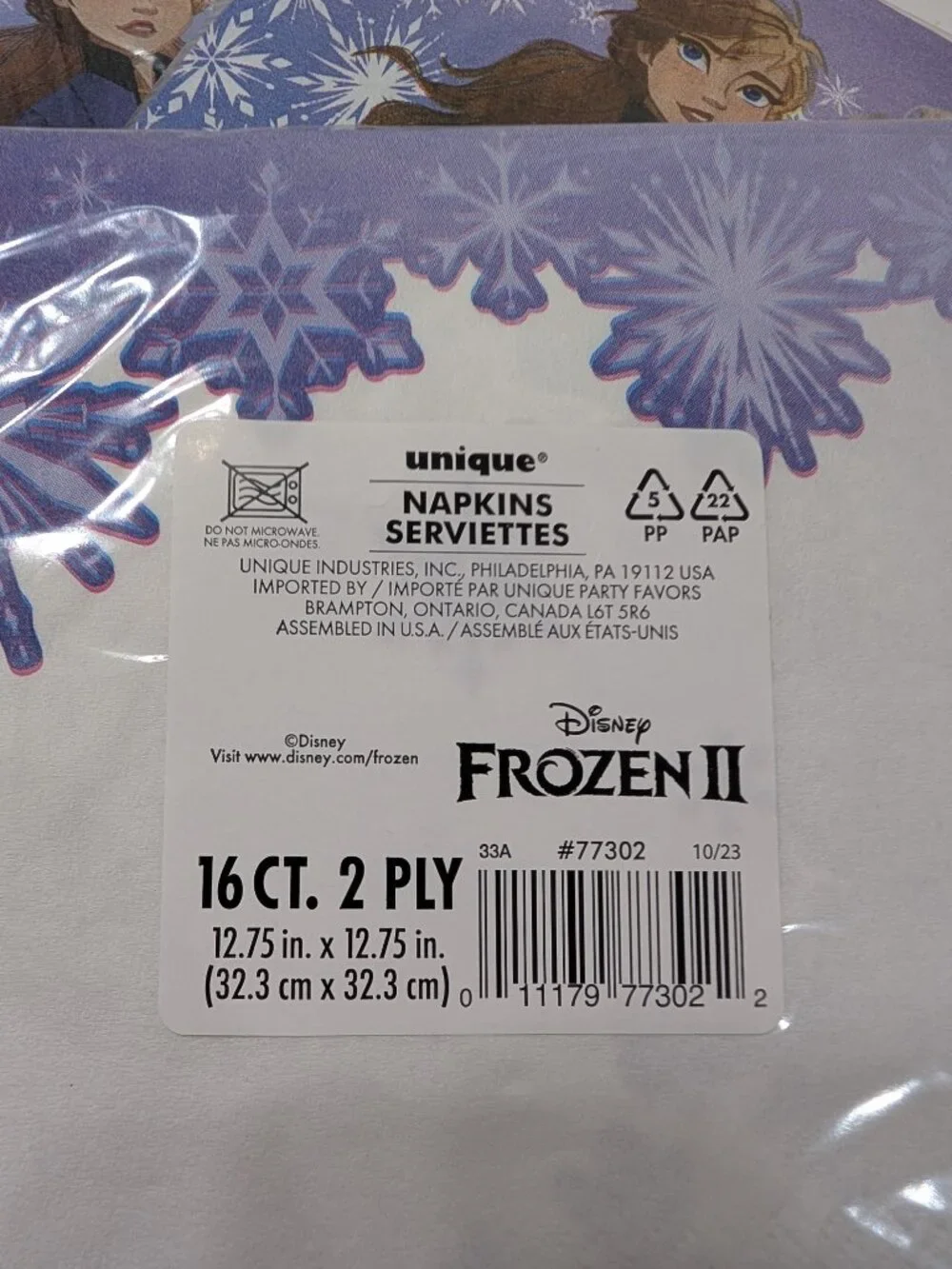3 packs of Frozen Napkins 2 ply 12.75